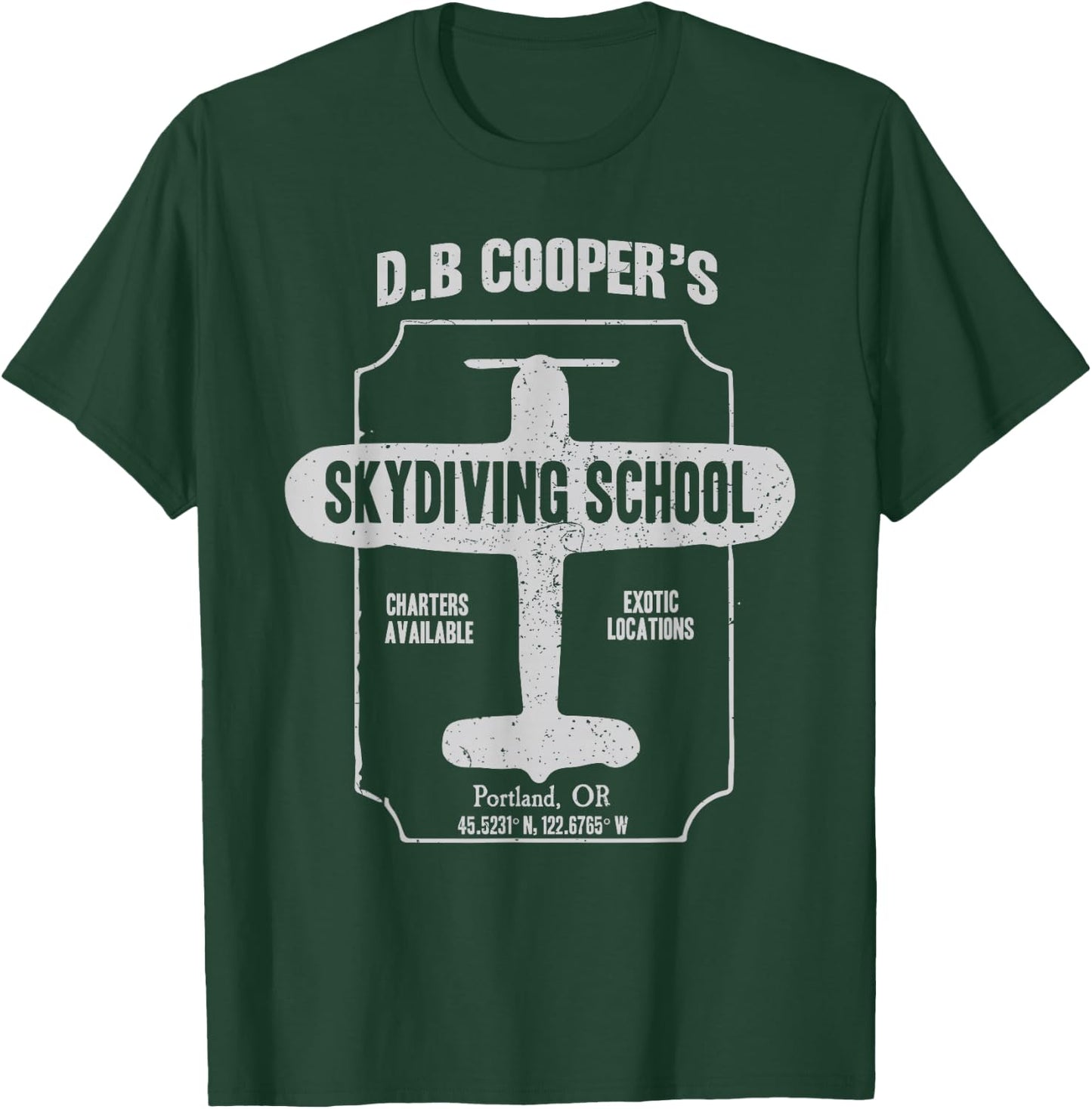 D.B. Cooper Skydiving School T Shirt T-Shirt - T-Shirt | Forest