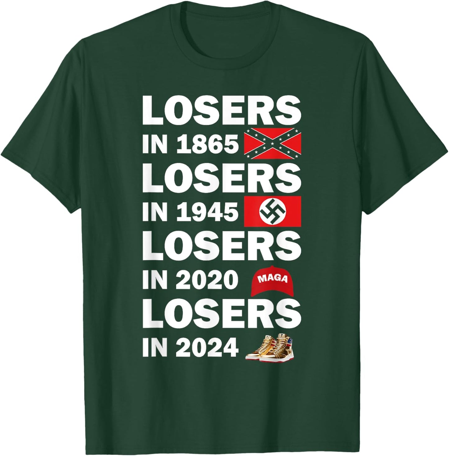 Funny Losers In 2024 Shirt, Small, Black T-Shirt - T-Shirt | Forest