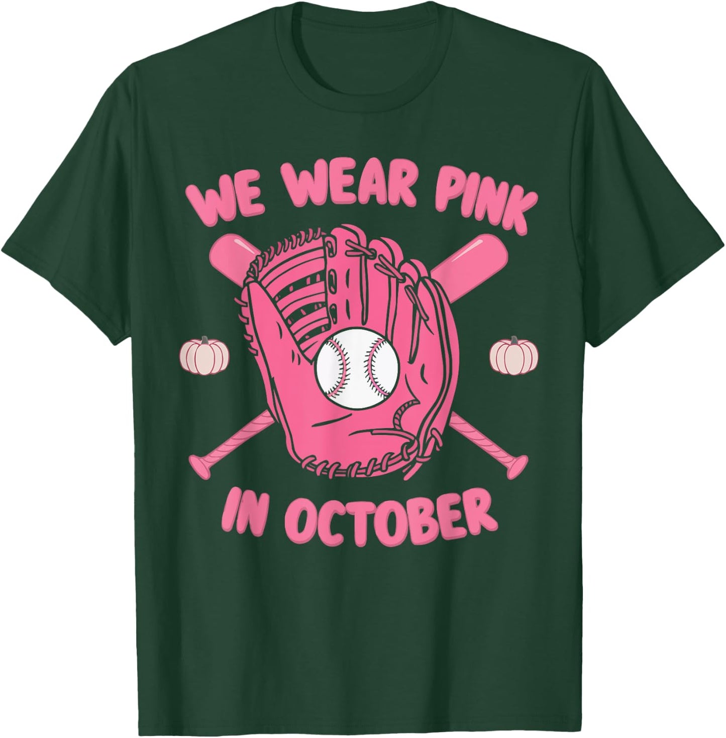 Baseball Breast Cancer Awareness Month Pink Ribbon T-Shirt - T-Shirt | Forest