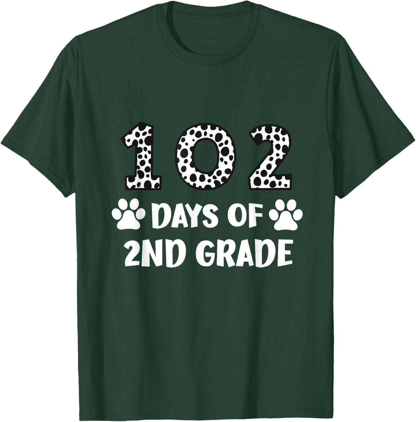102 Day Of 2nd Grade Dalmatian Dog Lovers Student Or Teacher T-Shirt - T-Shirt | Forest