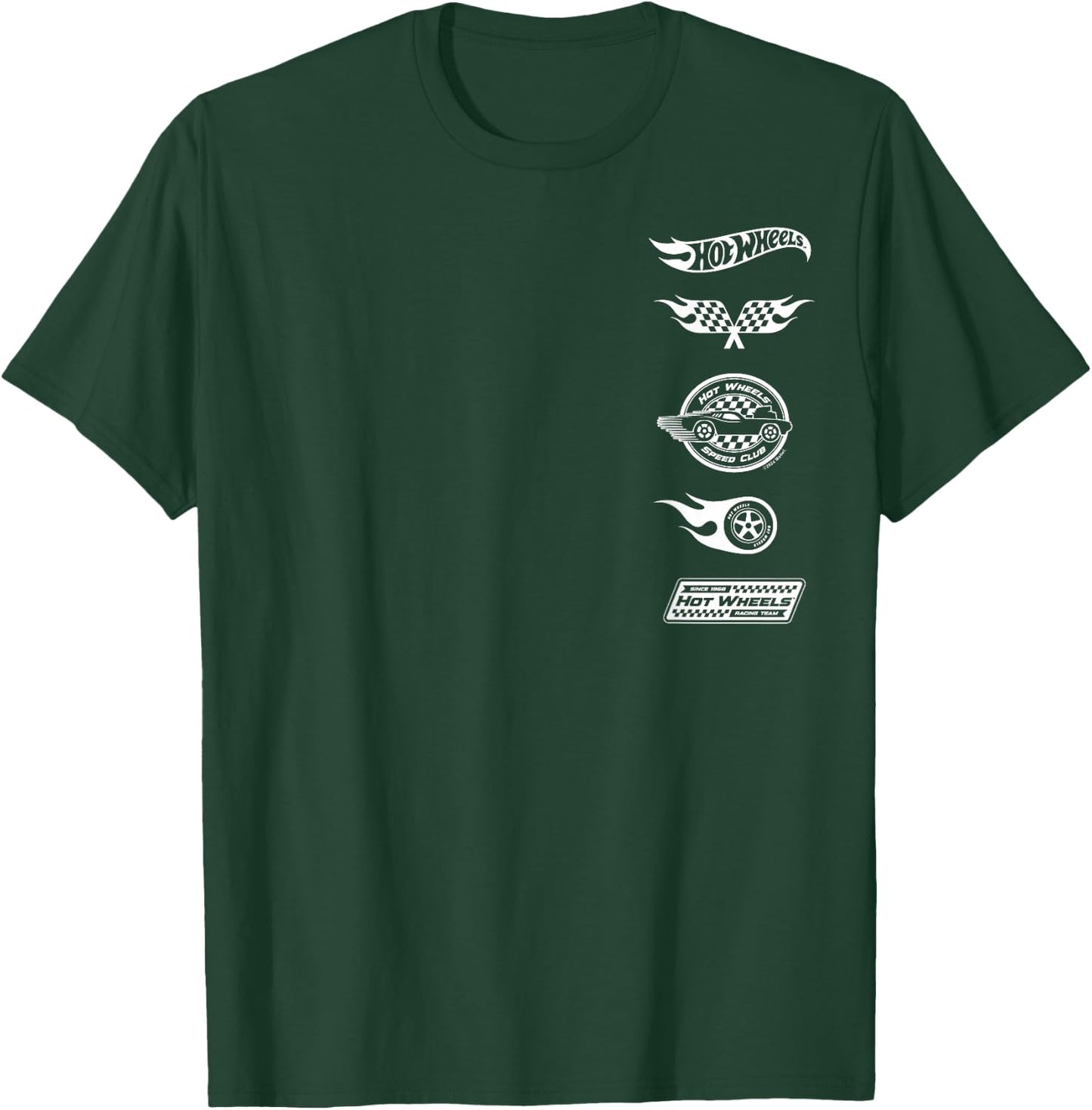 Hot Wheels - White Stacked Icon Logos Speed Club Racing Team T-Shirt - T-Shirt | Forest
