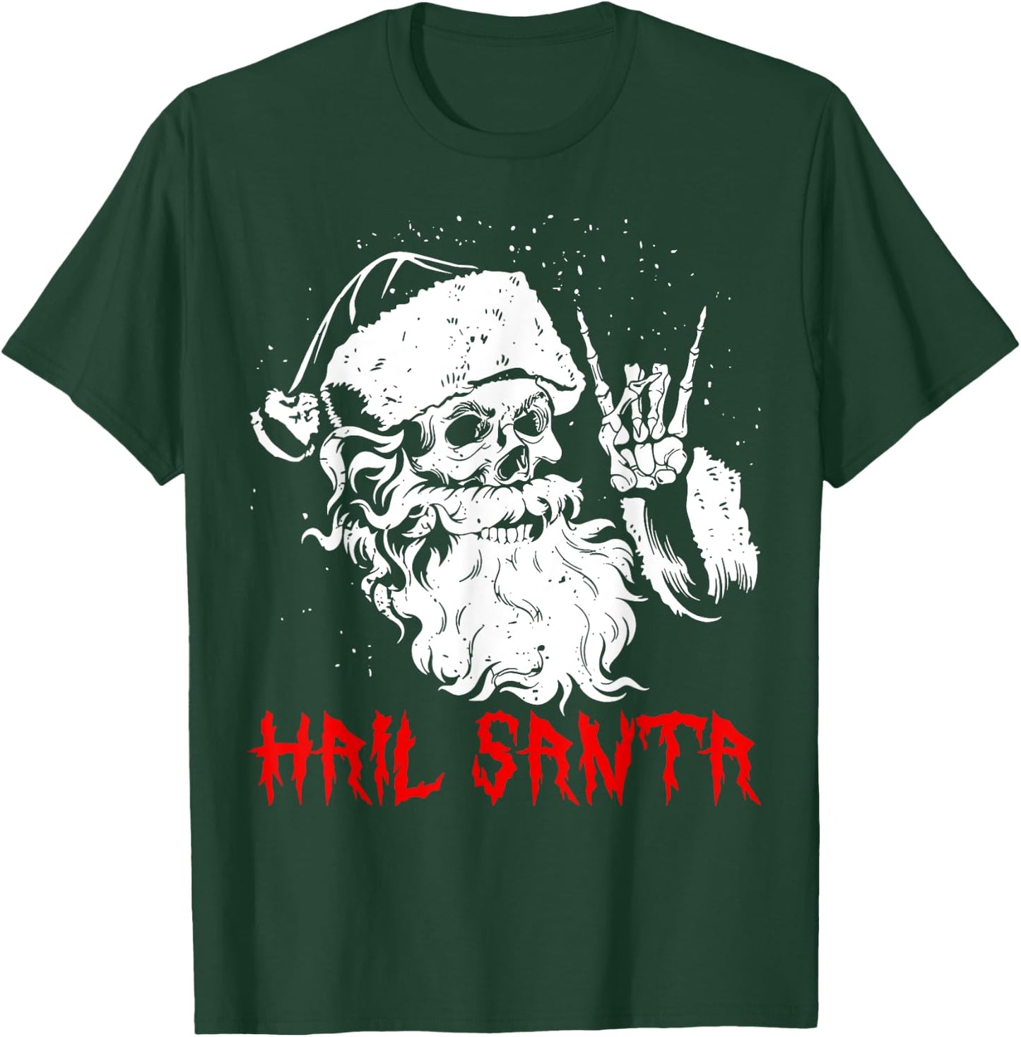 Hail Santa Funny Christmas Pajamas Heavy Metal Xmas Holiday T-Shirt - T-Shirt | Forest