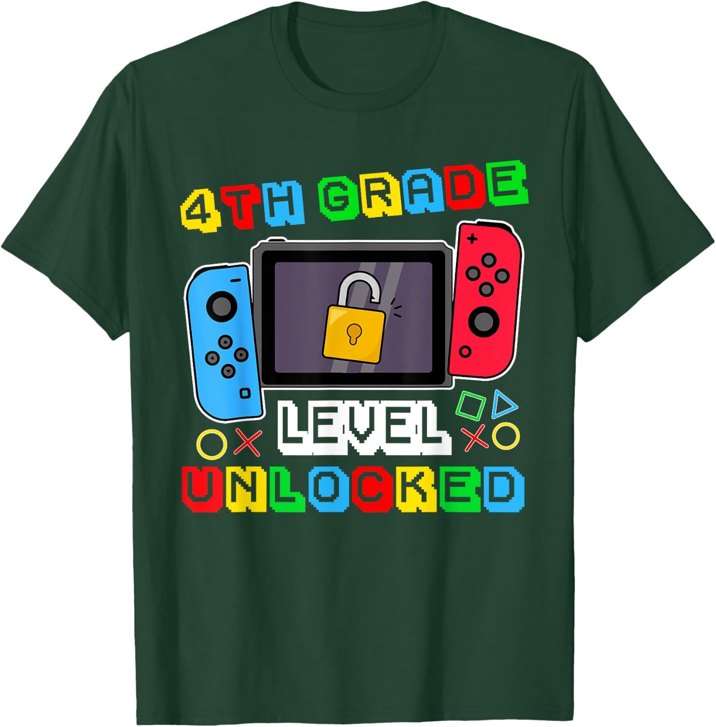 4th grade Level Unlocked Gamer Back to School Boy T-Shirt - T-Shirt | Forest