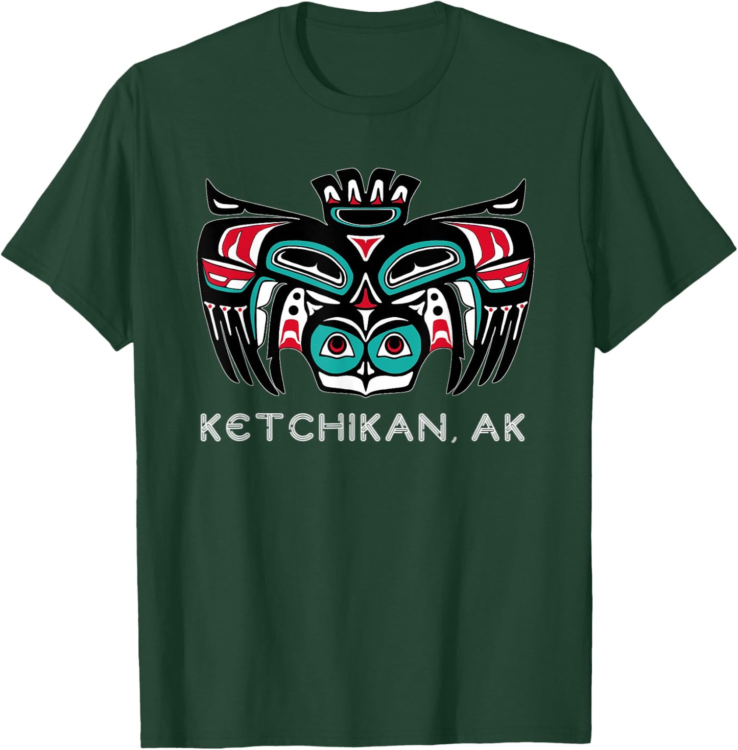 Ketchikan Alaska Native American Art Style Tlingit Owl Bird T-Shirt - T-Shirt | Forest