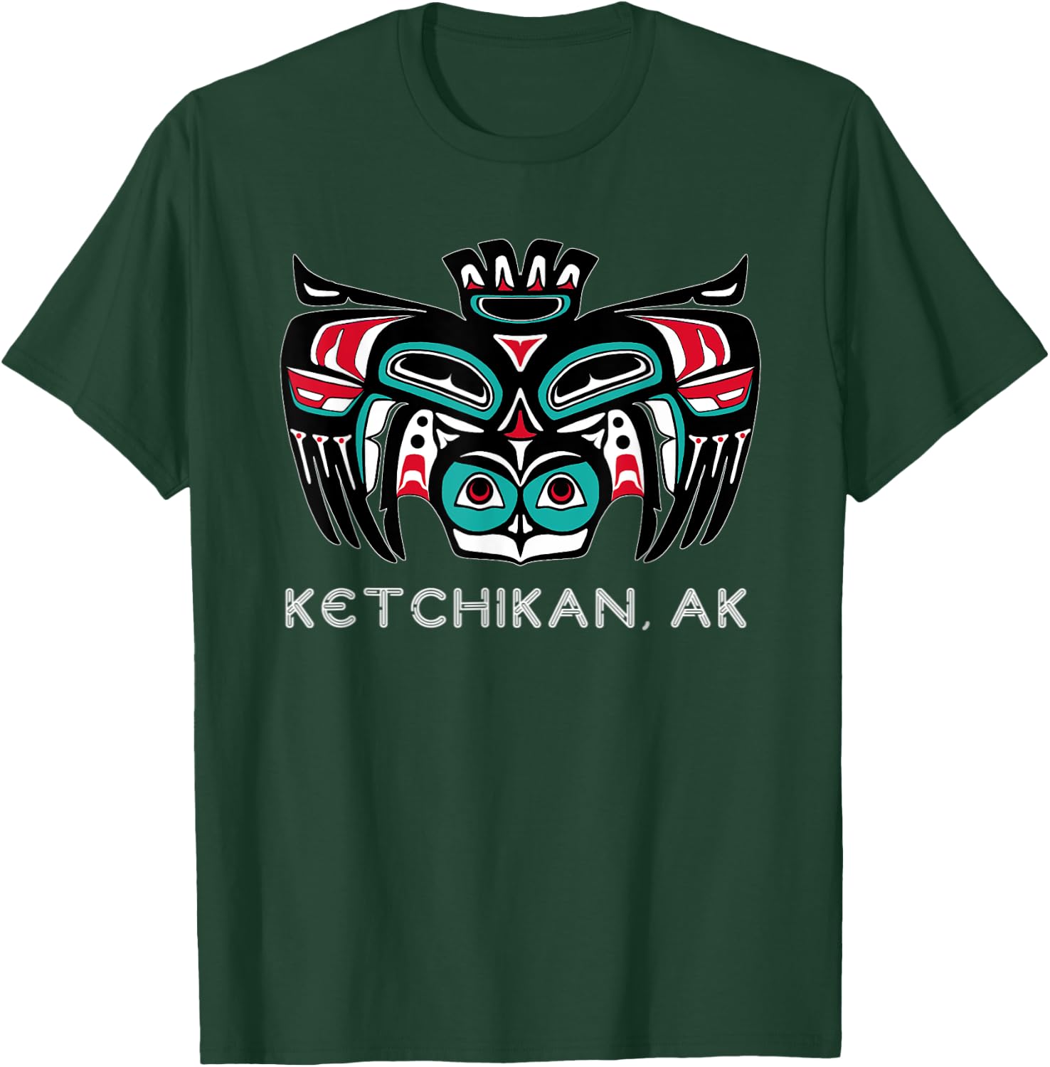 Ketchikan Alaska Native American Art Style Tlingit Owl Bird T-Shirt - T-Shirt | Forest