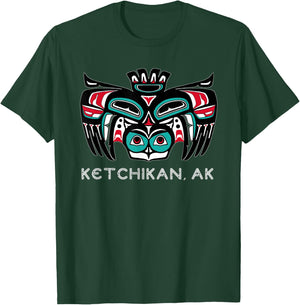 Ketchikan Alaska Native American Art Style Tlingit Owl Bird T-Shirt - T-Shirt | Forest