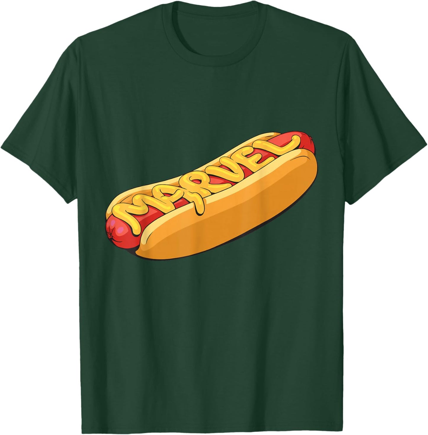 Marvel Menu Funny Super Hero Snack Foods Hot Dog Marvel Logo T-Shirt - T-Shirt | Forest