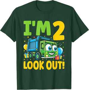 Two 2nd Birthday Garbage Truck Trash Girl Boy 2 Years Old T-Shirt - T-Shirt | Forest