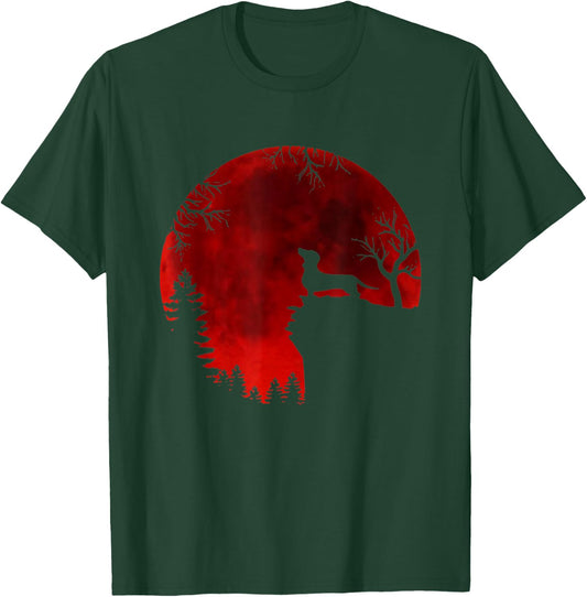 Dachshund Silhouette Moon Halloween Horror Funny Dog Gift T-Shirt - T-Shirt | Forest