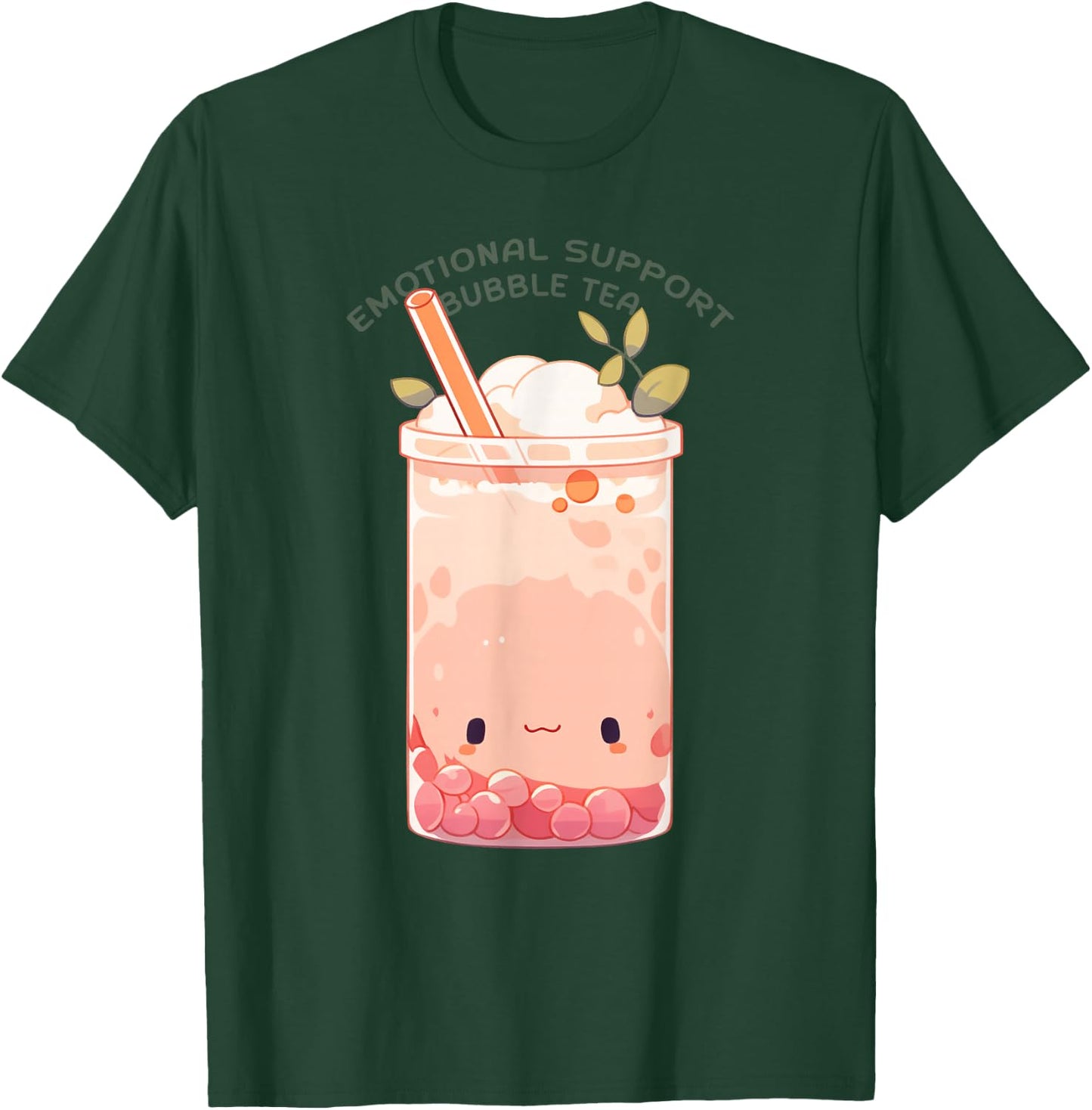 Emotional Support Bubble Tea Cute Kawaii Bubble Tea T-Shirt - T-Shirt | Forest