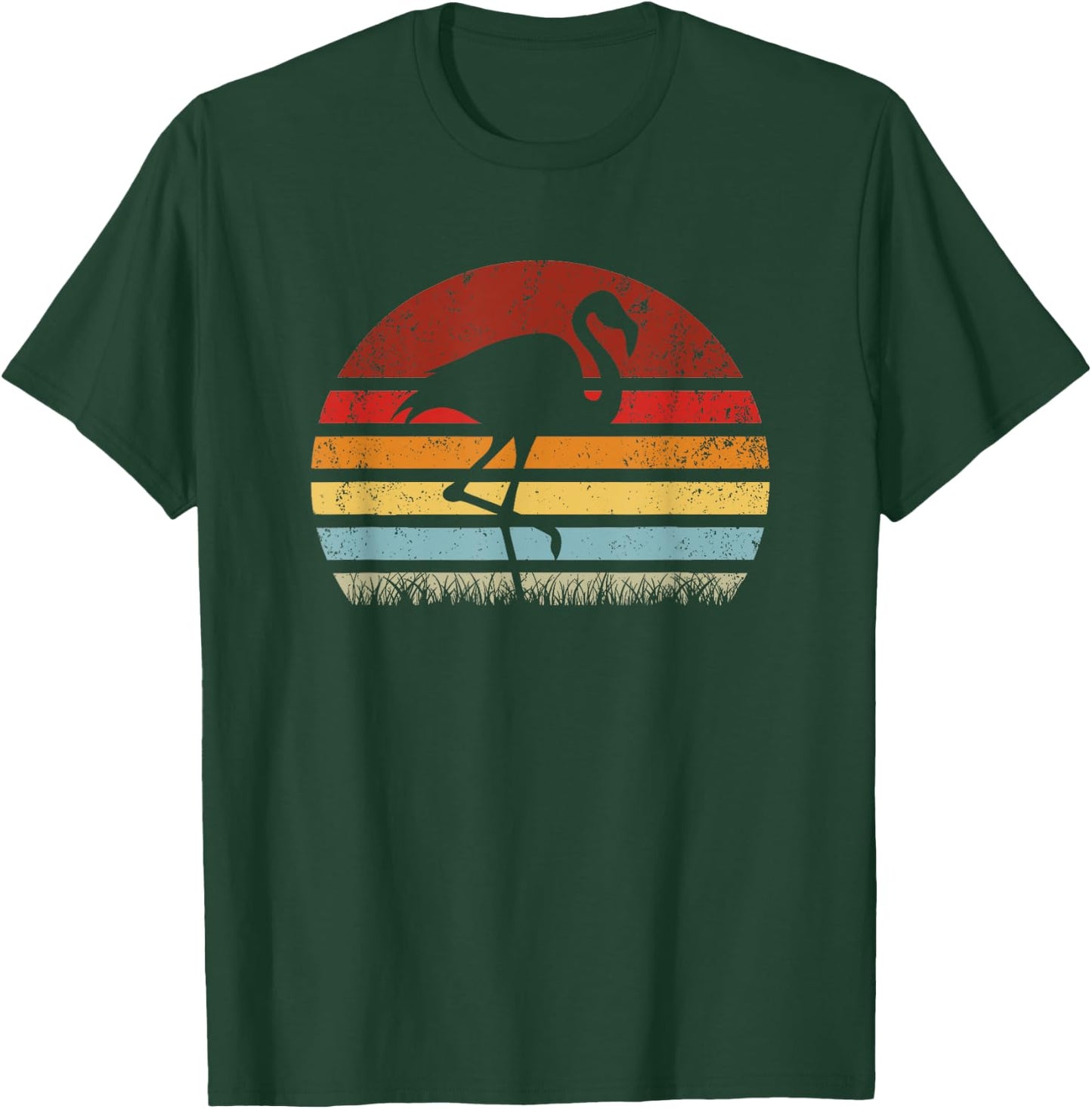 Vintage Sunset Flamingo, Boy Girl Funny T-Shirt - T-Shirt | Forest