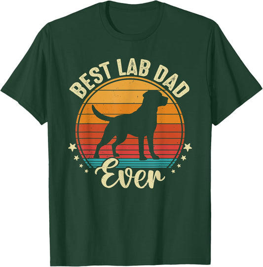 Vintage Labrador Dog Best Lab Dad Ever for Father's Day Women Kids T-Shirt - T-Shirt | Forest