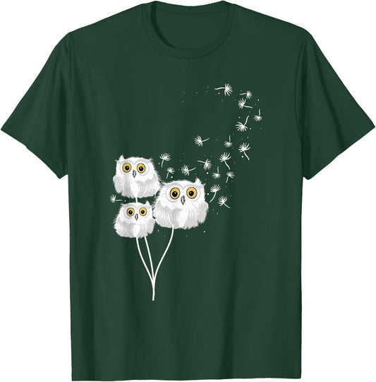 Dandelions And Owls - Bird Animal Lover Ornithologist Forest T-Shirt - T-Shirt | Forest