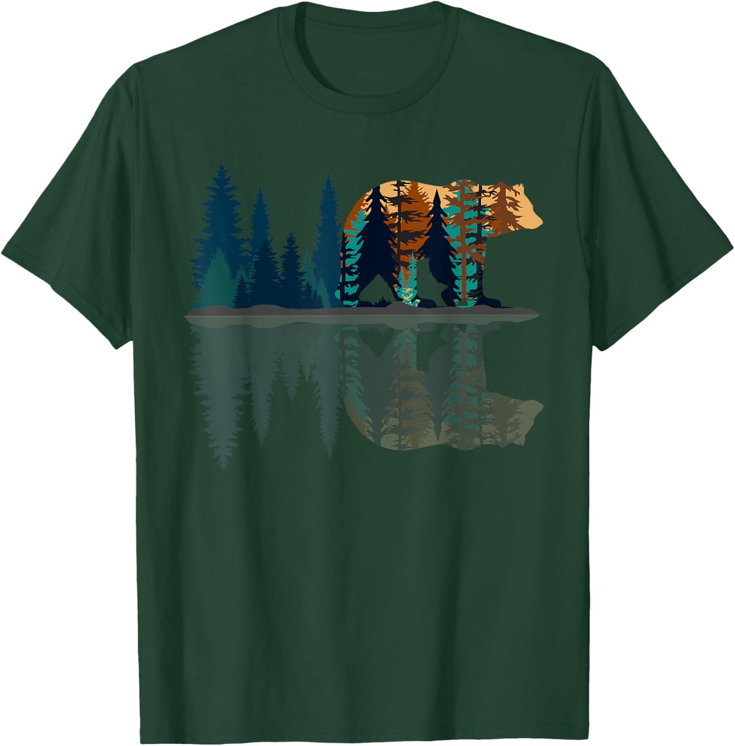 Trees Reflection Wildlife Nature Animal Bear Outdoor Forest T-Shirt - T-Shirt | Forest