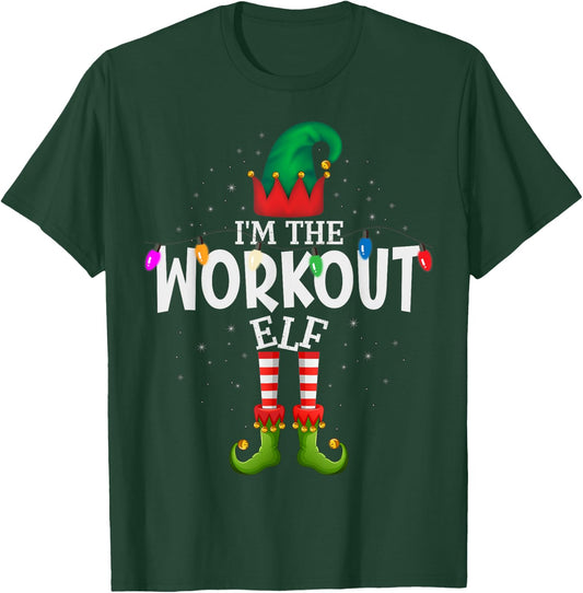 99 Gifts Group Foto Christmas Elf Pajama - Adults Workout Motif - Black, Small - , Short Sleeve - Classic Fit T-Shirt - T-Shirt | Forest