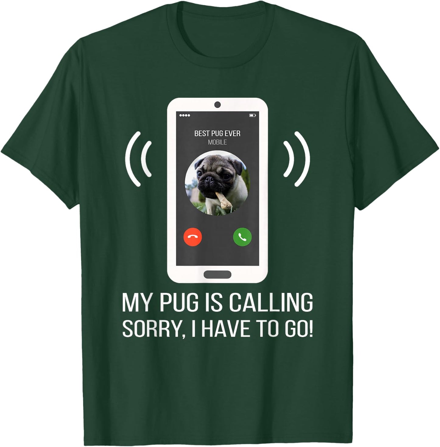 Funny Pug Dog Men Women Girls Kids T-Shirt - T-Shirt | Forest