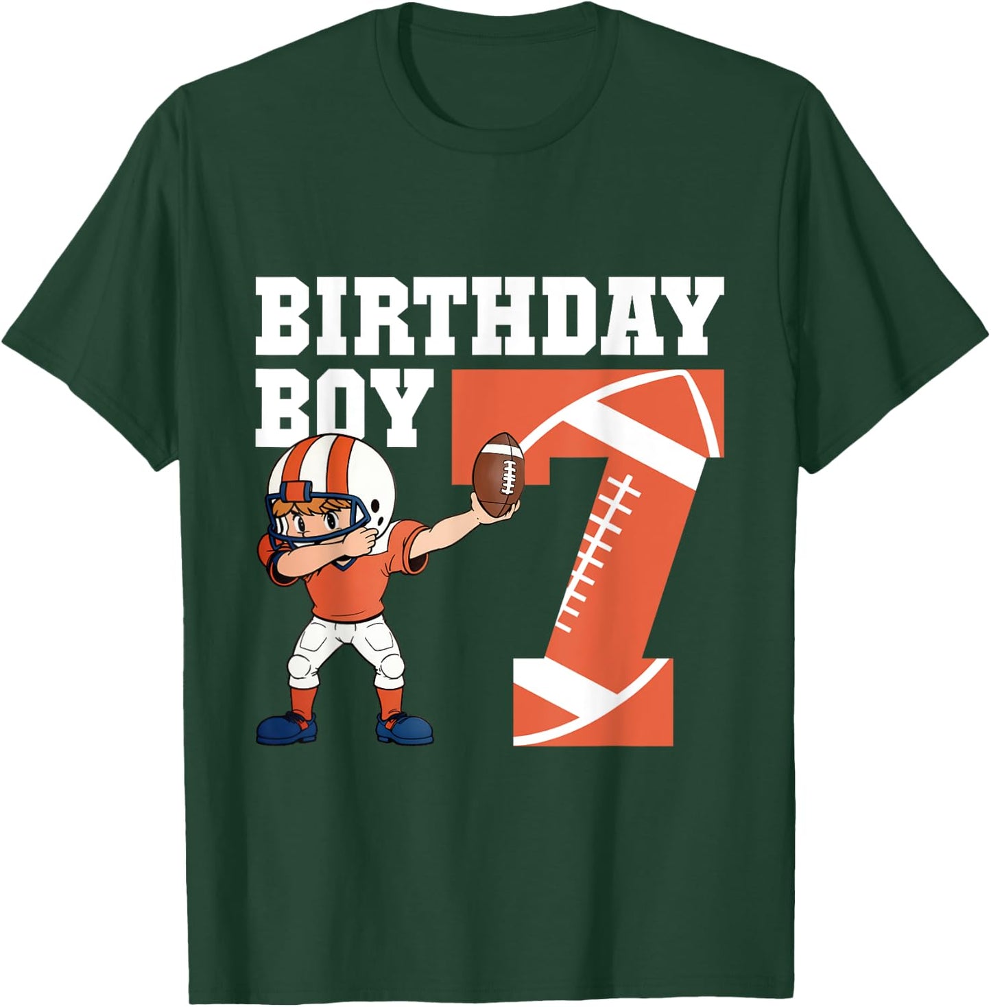 7th Birthday Boy Football Player Dabbing 7 Years Old Kids T-Shirt - T-Shirt | Forest