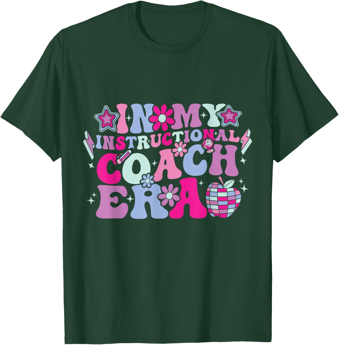 In My Instructional Coach Era Groovy Back To School T-Shirt - T-Shirt | Forest