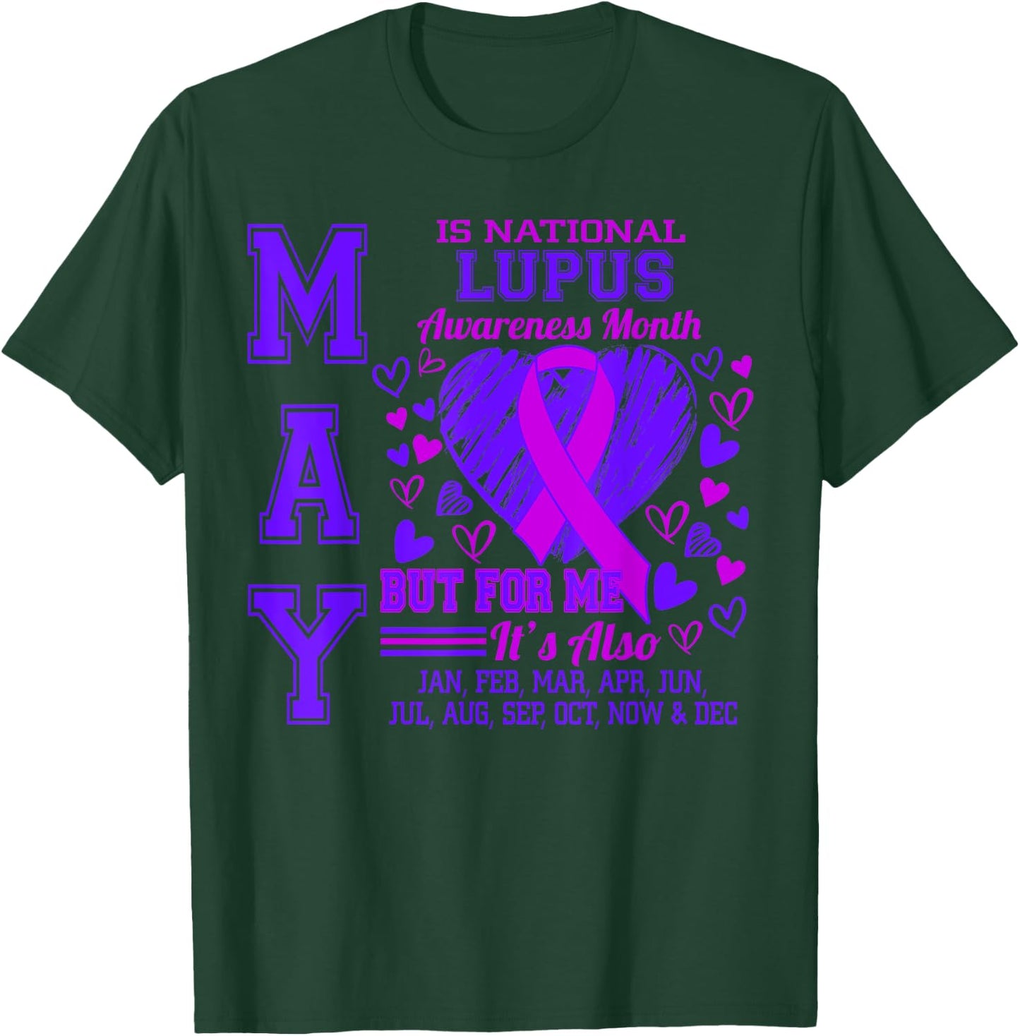 May is National Lupus Awareness Month Purple Ribbon T-Shirt - T-Shirt | Forest