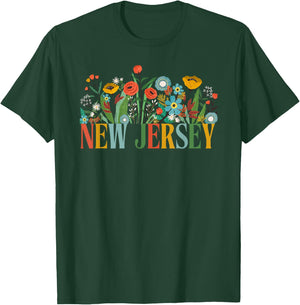 New Jersey Floral Garden State Vacation T-Shirt - T-Shirt | Forest