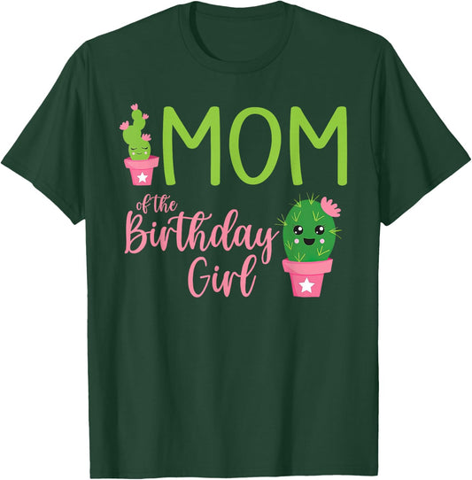 Mom of The Birthday Girl Cactus Boho Matching Family T-Shirt - T-Shirt | Forest