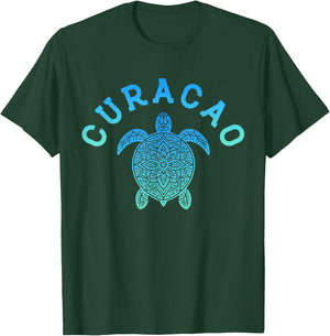 Curacao Tribal Sea Turtle Beach Vacation T-Shirt - T-Shirt | Forest