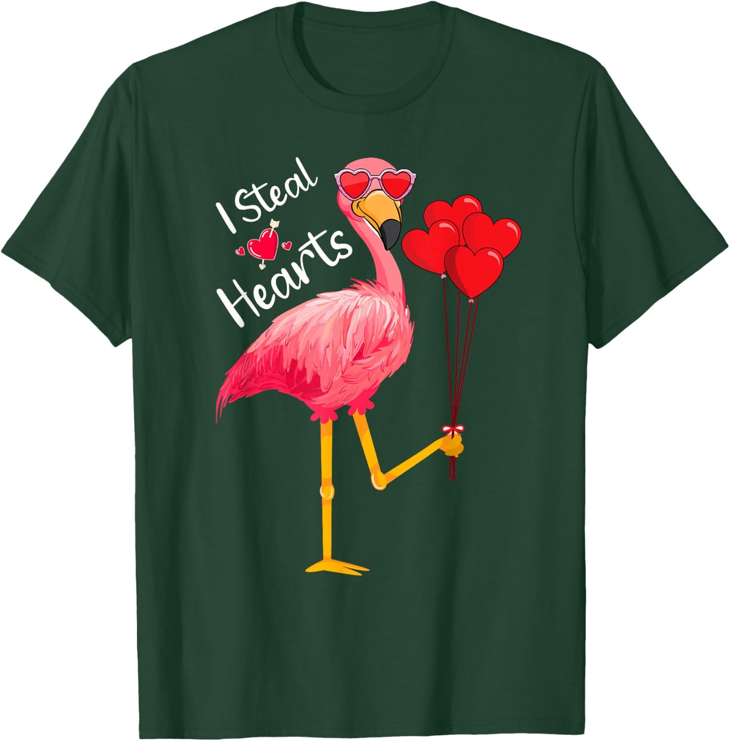 I Steal Hearts - Funny Flamingo Lover Valentine's Day Quotes T-Shirt - T-Shirt | Forest