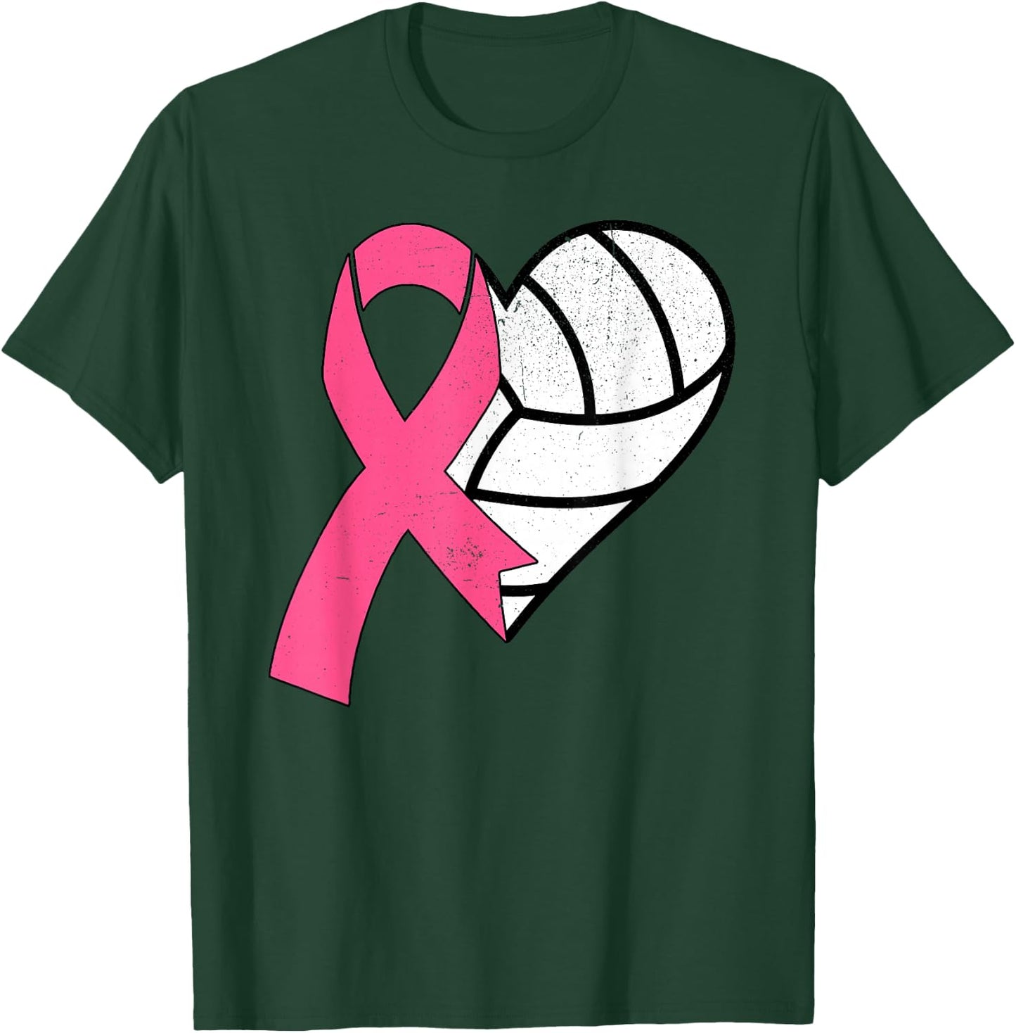 Volleyball Breast Cancer Awareness Month Pink Ribbon Women T-Shirt - T-Shirt | Forest