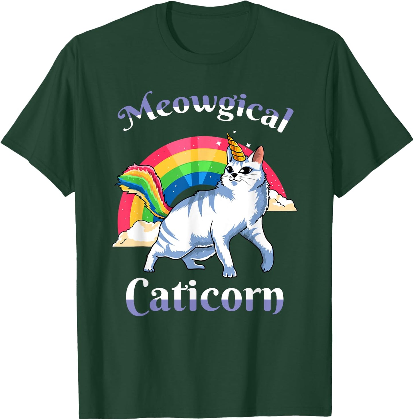 Meowgical Caticorn Unicorn Cat Girls Kitty Kitten Lover Gift T-Shirt - T-Shirt | Forest
