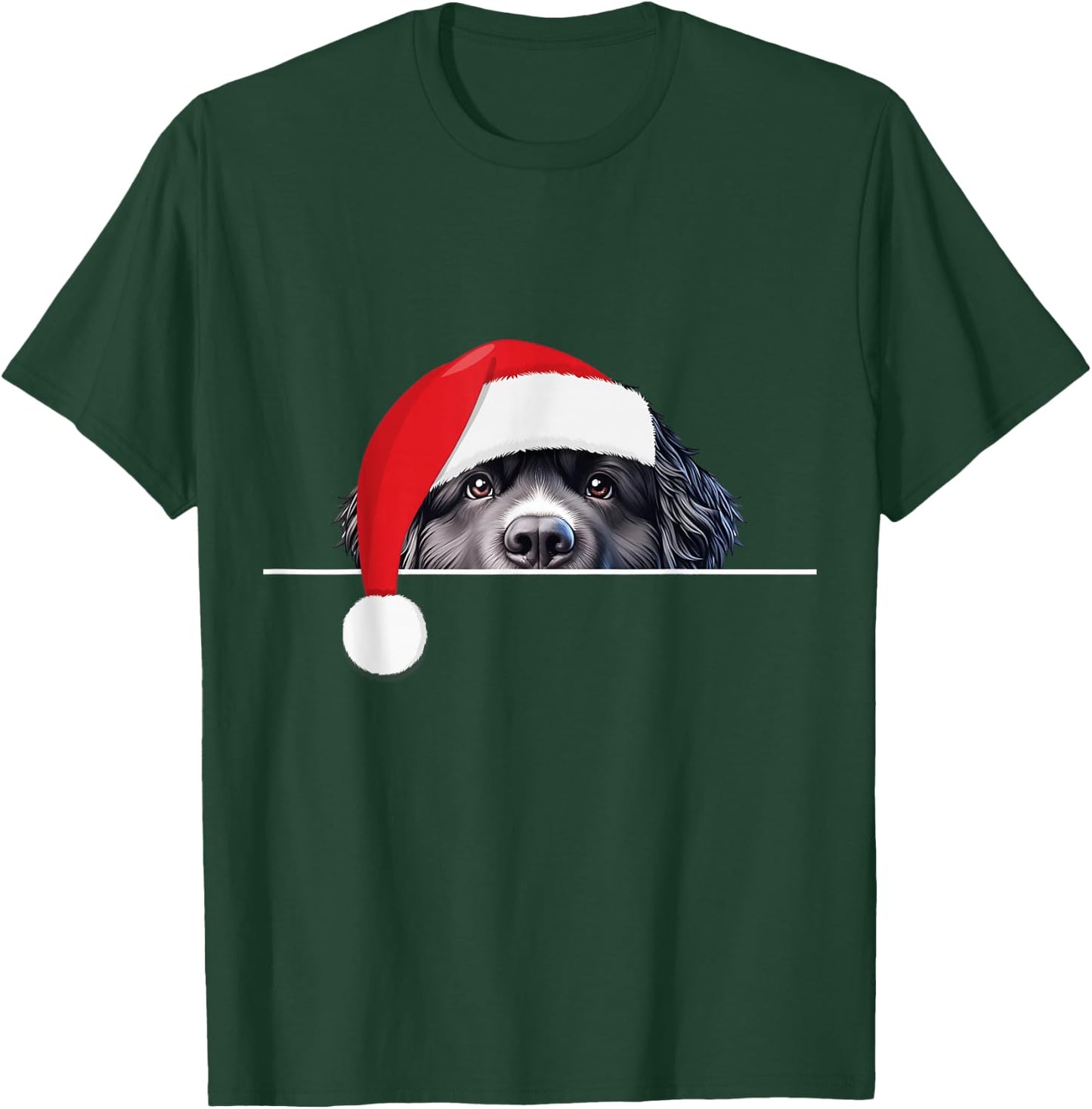 New foundland Dog Lover Funny Santa Hat Christmas T-Shirt - T-Shirt | Forest
