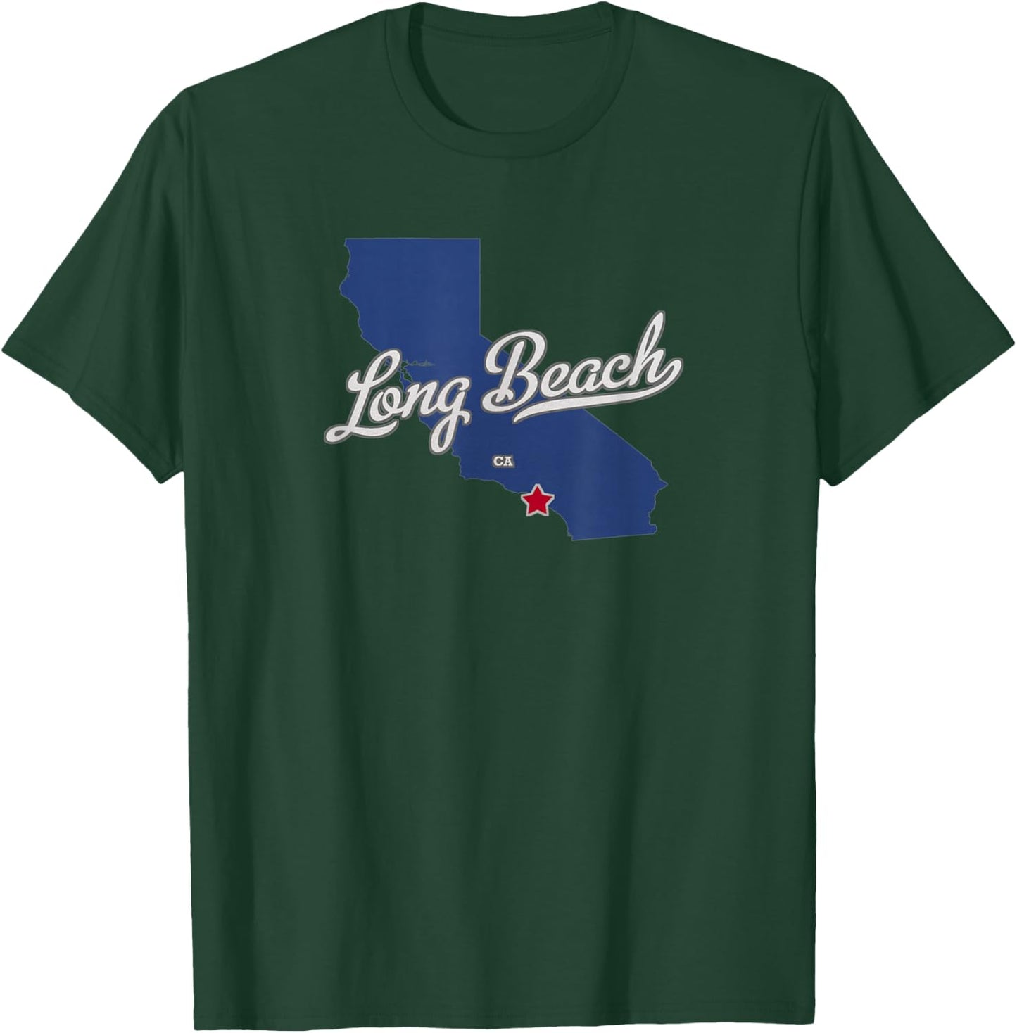 Long Beach California CA Map T-Shirt - T-Shirt | Forest