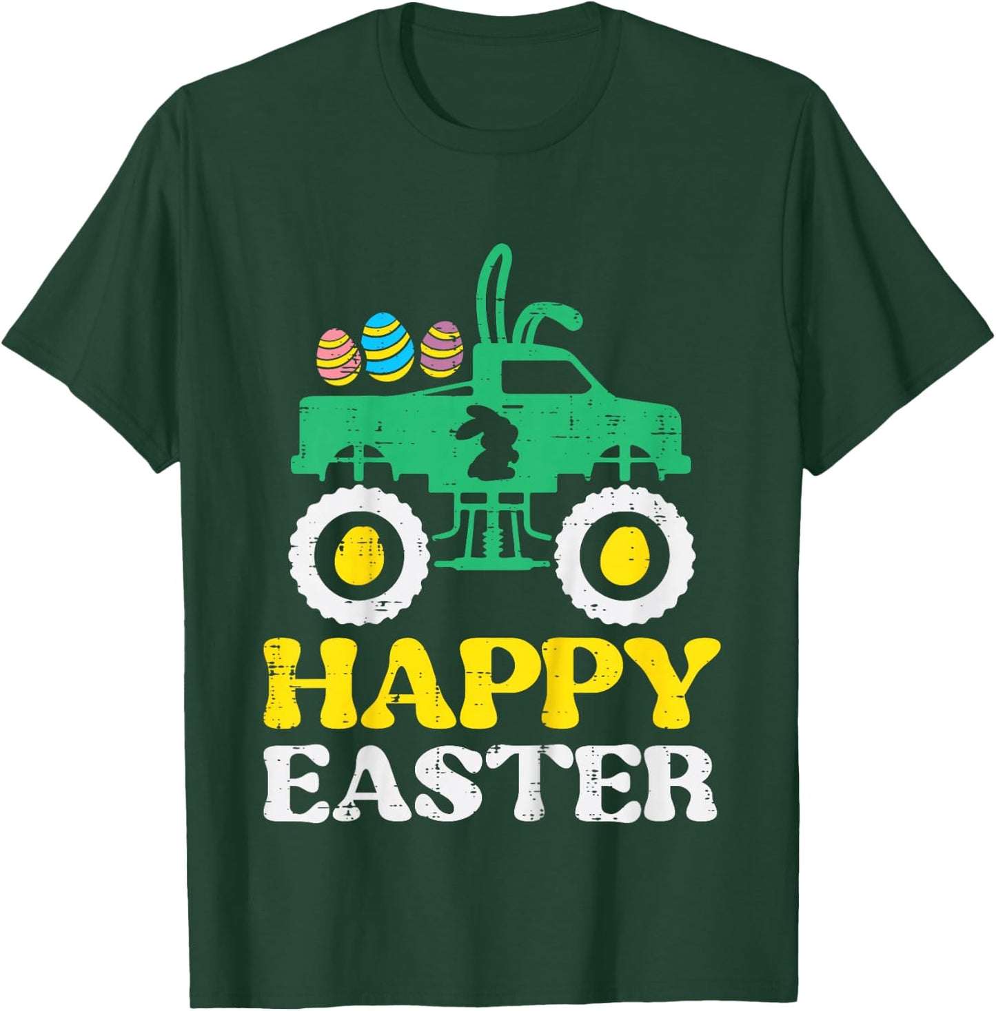 Kids Happy Easter Monster Truck Bunny Rabbit Boys Kids Toddler T-Shirt - T-Shirt | Forest