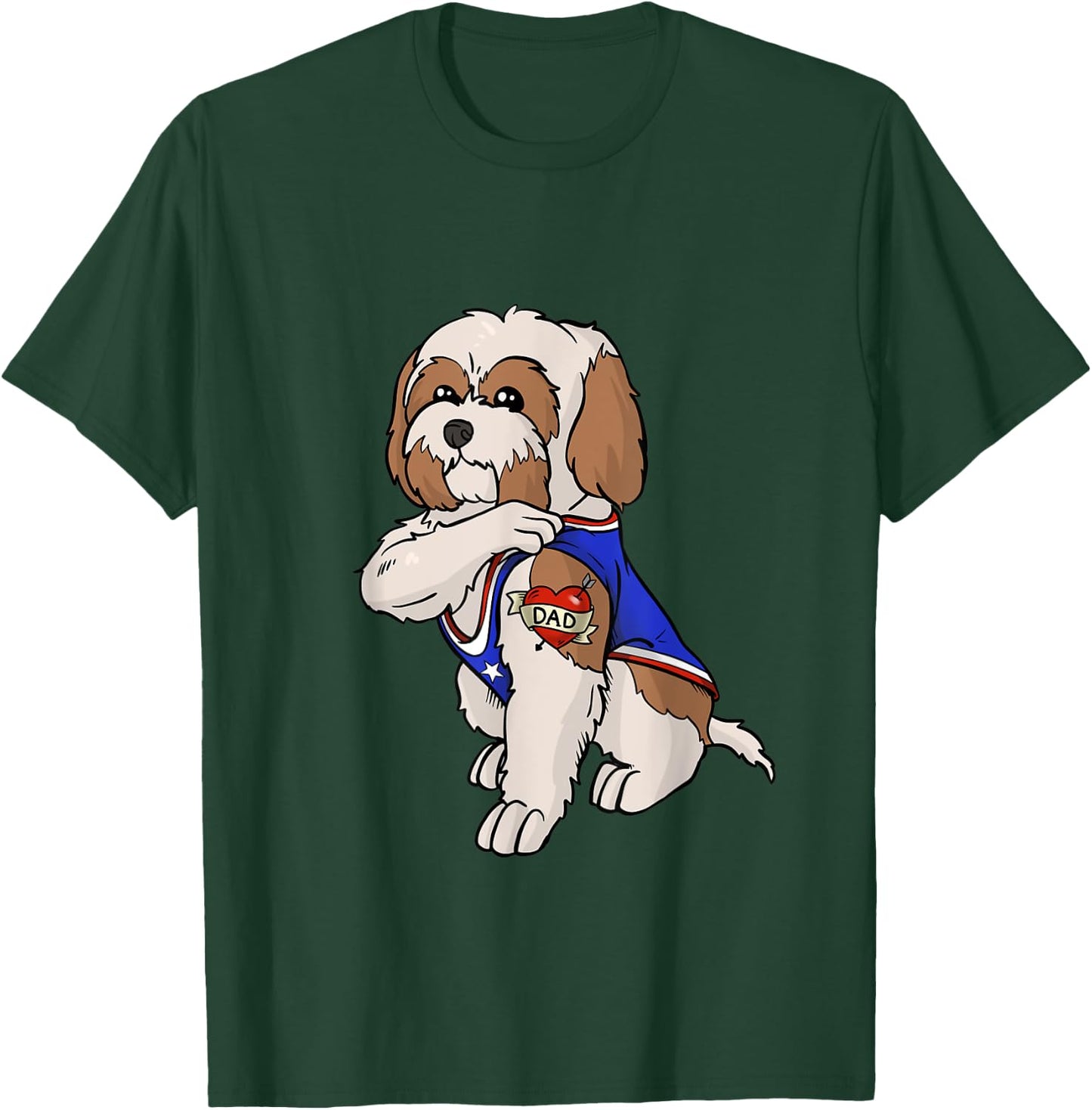 Shih Tzu Dog Love Dad Puppy Owner Men Women Kids T-Shirt - T-Shirt | Forest
