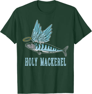 Holy Mackerel Funny Witty Winged Fish Sarcasm Meme T-Shirt - T-Shirt | Forest