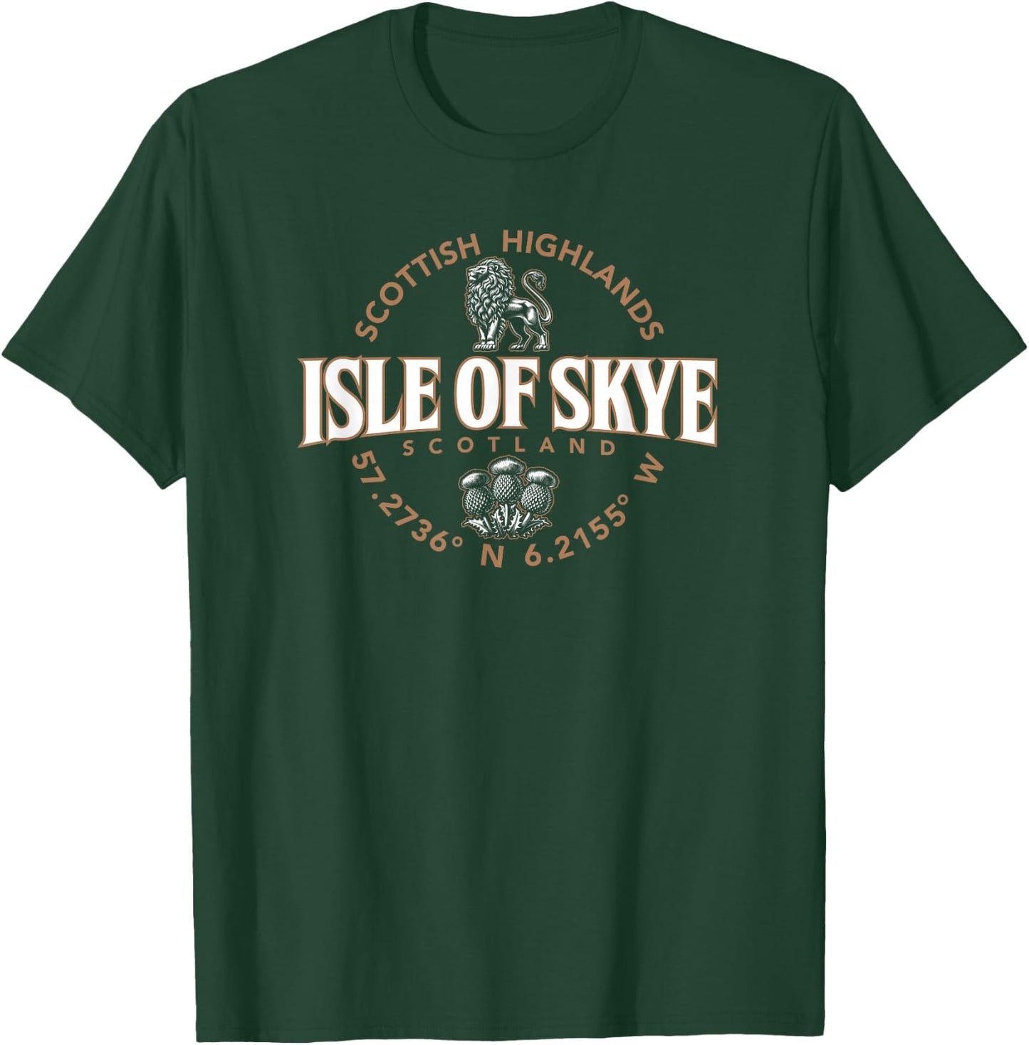 Isle of Skye Scotland Highlands Coordinates Label 2C T-Shirt - T-Shirt | Forest