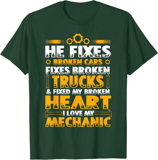 I Love My Mechanic T Shirt, Proud Mechanic's Wife T Shirt T-Shirt - T-Shirt | Forest