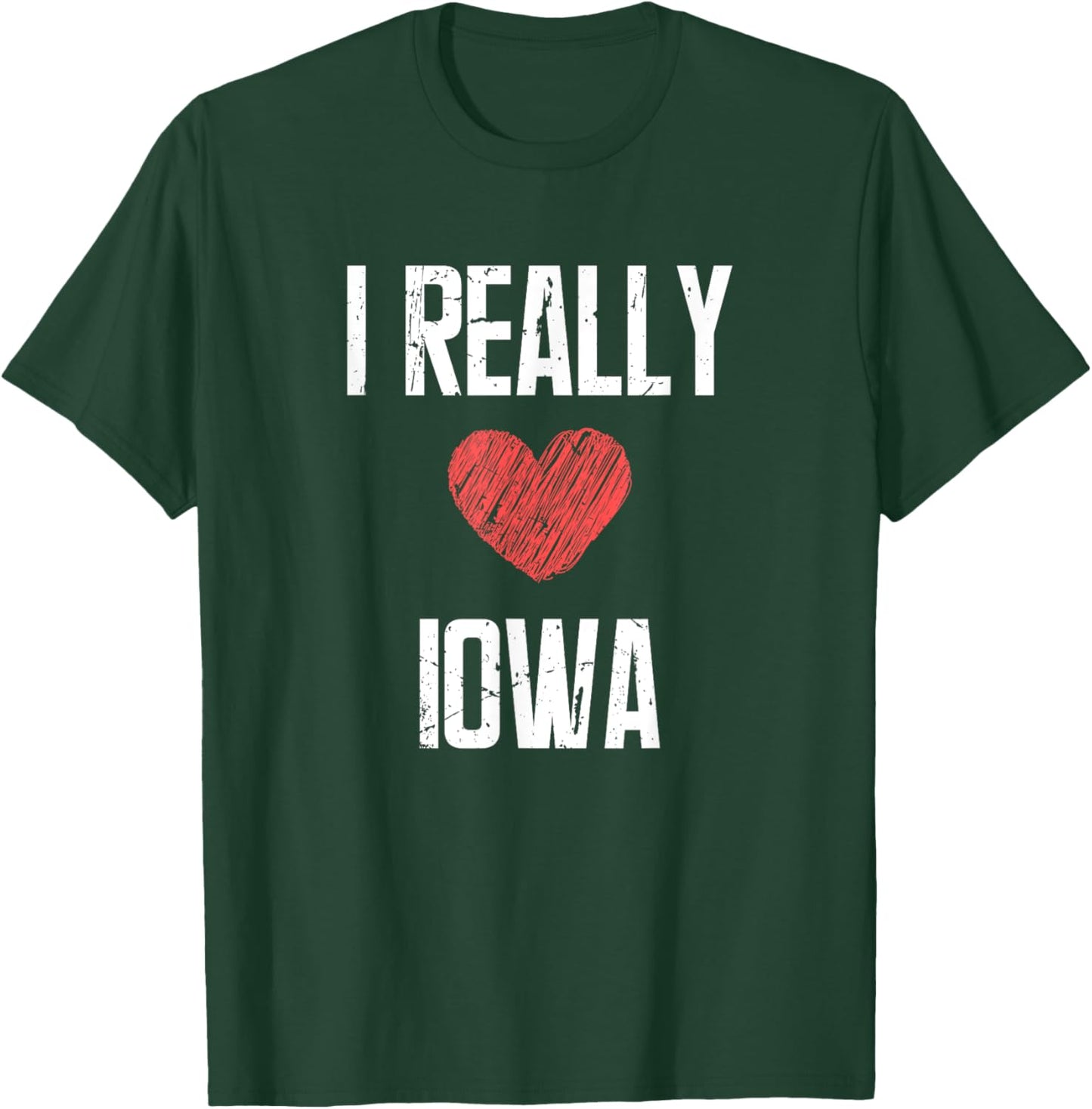 I Really Love Iowa Heart Retro Style Home State T-Shirt - T-Shirt | Forest