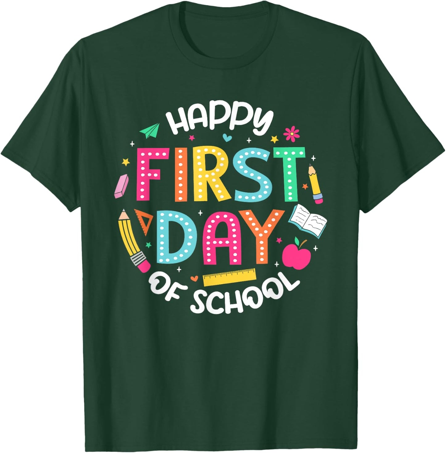 Happy First Day Of School Teacher Student Back To School Women Kids T-Shirt - T-Shirt | Forest
