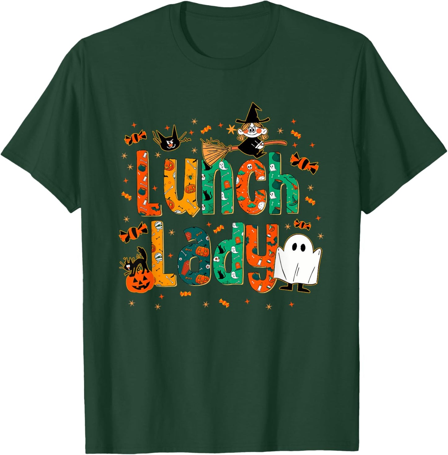Halloween Lunch Lady Cafeteria Spooky Lunch Lady Halloween T-Shirt - T-Shirt | Forest