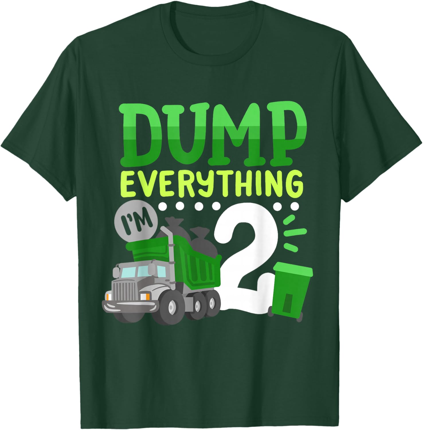 2nd Garbage Truck Birthday Boys Dump Everything 2 Years Old T-Shirt - T-Shirt | Forest