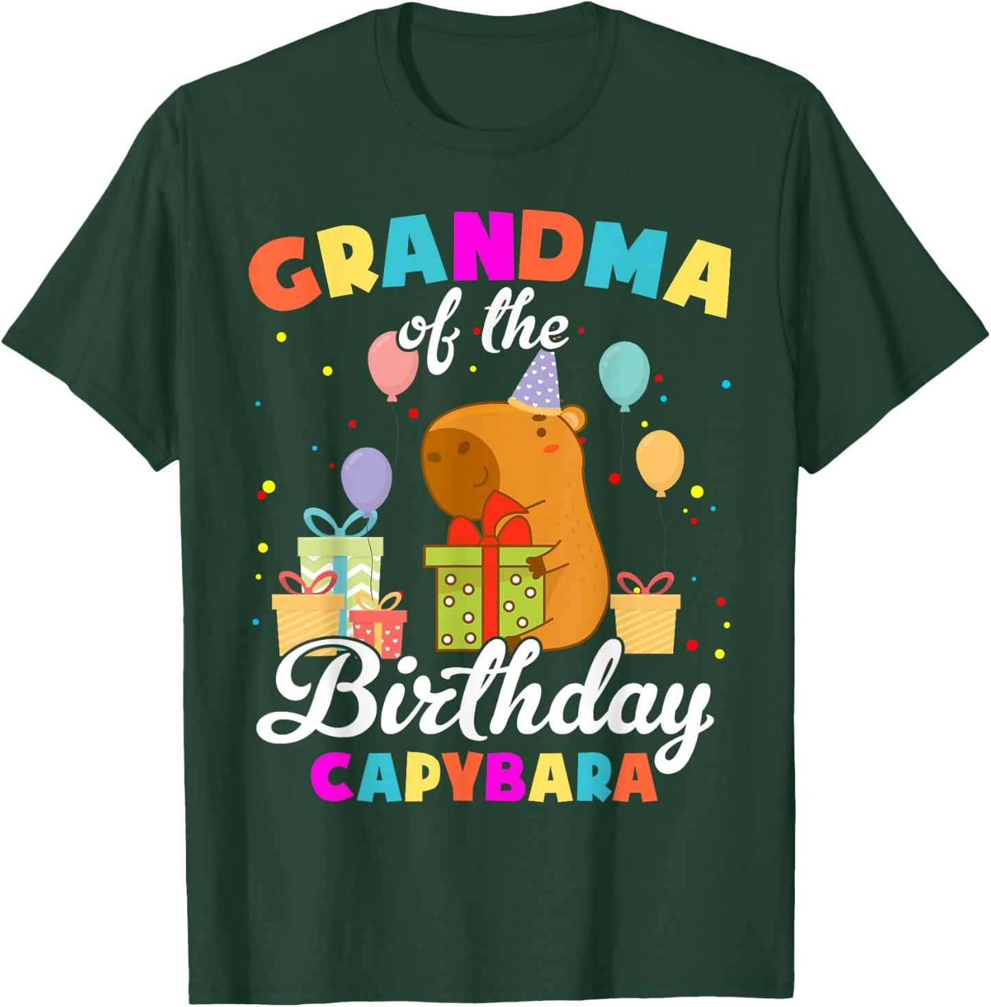 Grandma Of The Birthday Capybara Family Party T-Shirt - T-Shirt | Forest