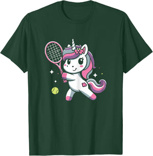 Unicorn Playing Tennis Funny Unicorn Lover T-Shirt - T-Shirt | Forest