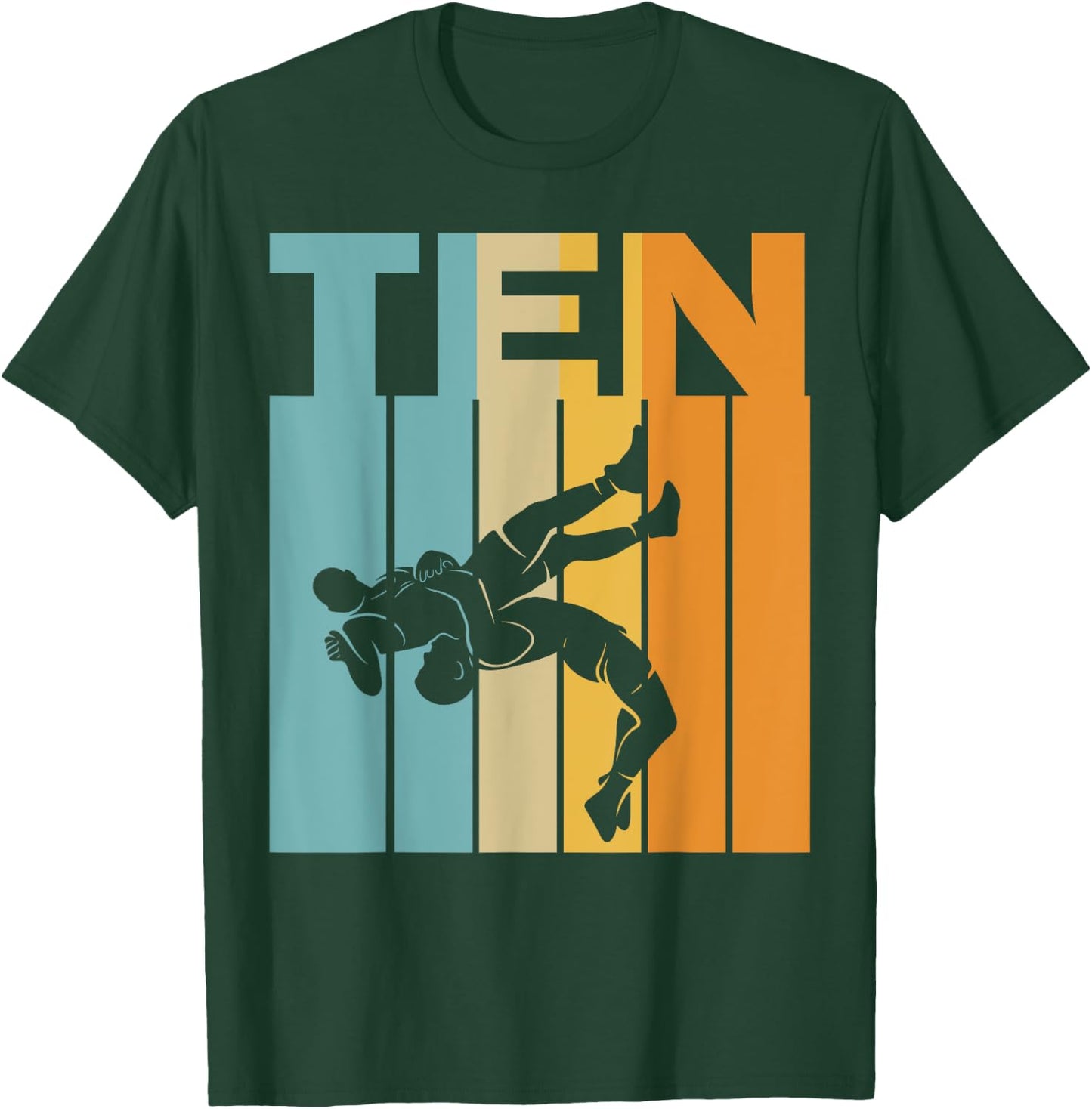 Cool Ten Wrestling 10th Bday 10 Years Old T-Shirt - T-Shirt | Forest
