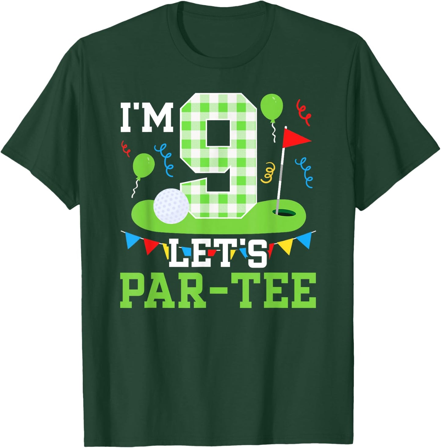 9th Birthday Party Golf Boy Nine Year Old Golfer T-Shirt - T-Shirt | Forest