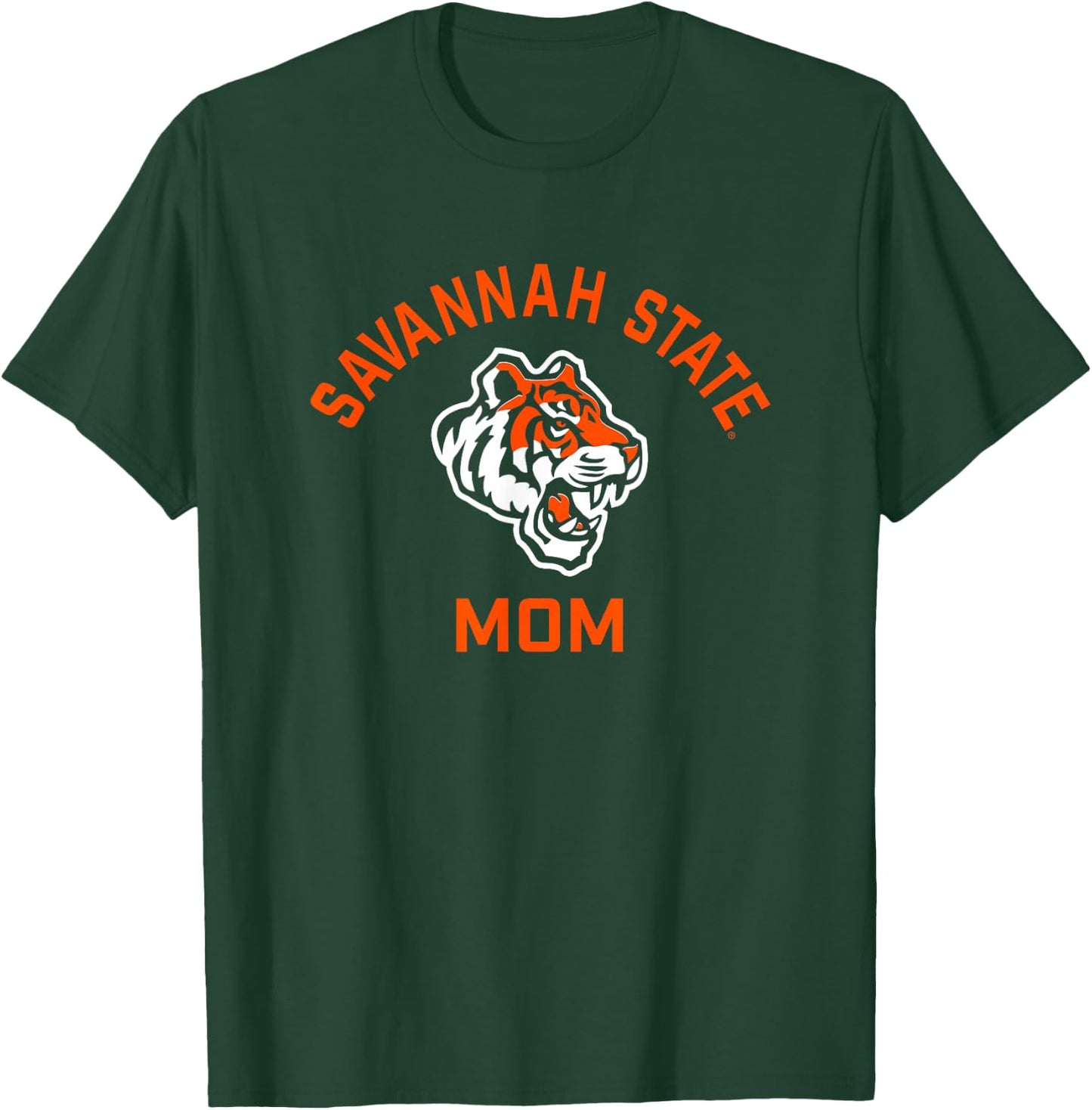 Savannah State University SSU Tigers Arched Mom T-Shirt - T-Shirt | Forest