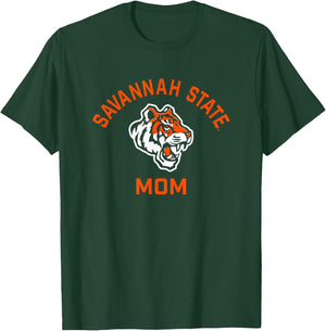 Savannah State University SSU Tigers Arched Mom T-Shirt - T-Shirt | Forest