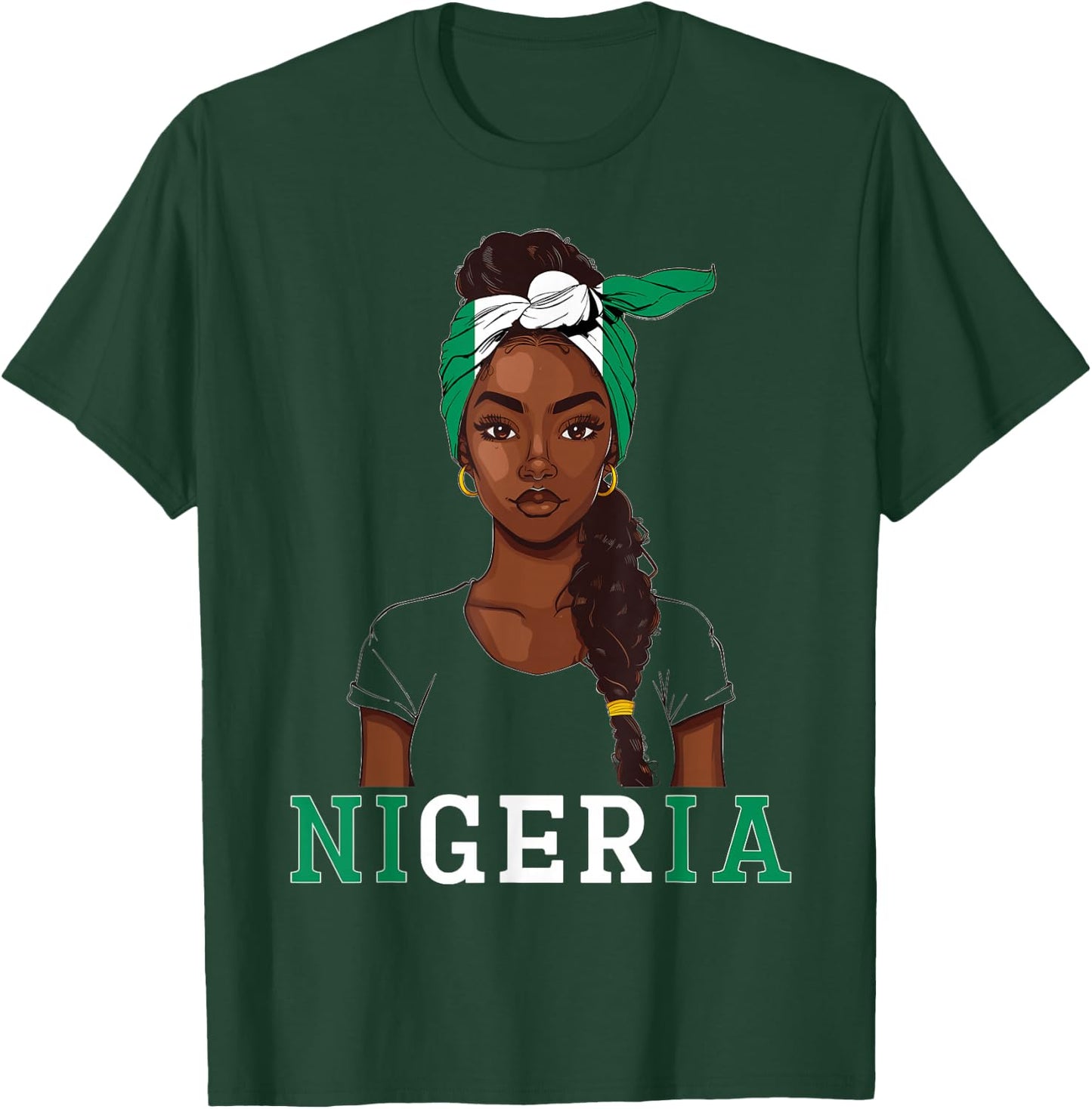 Nigeria Flag Products Souvenirs Girl Uniform Nigerian T-Shirt - T-Shirt | Forest