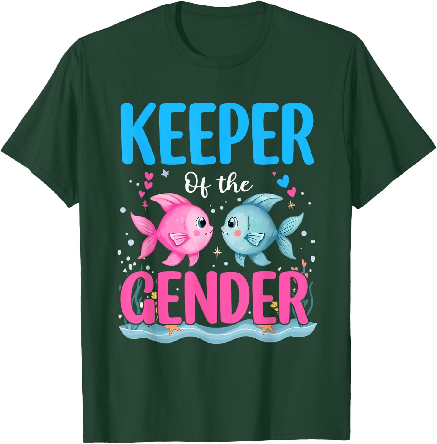 Keeper Of The Gender Fish He Or Fish She Gender Reveal T-Shirt - T-Shirt | Forest