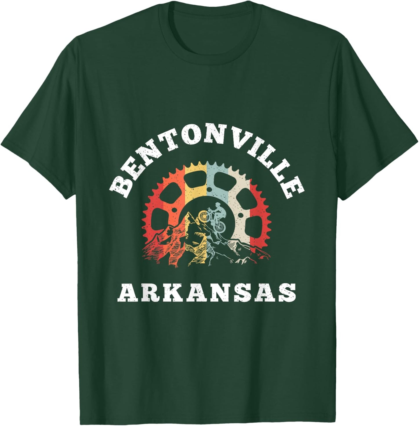 Vintage Bentonville Arkansas Mountain Biking Chain Rings T-Shirt - T-Shirt | Forest