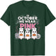 In October We Wear Pink Ribbon Nurse Ghost Halloween T-Shirt - T-Shirt | Forest